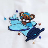 Trusou botez baieti personalizat cu Ursulet, culoare Albastru Electric, Costum, Trusou si Lumanare, REC3239